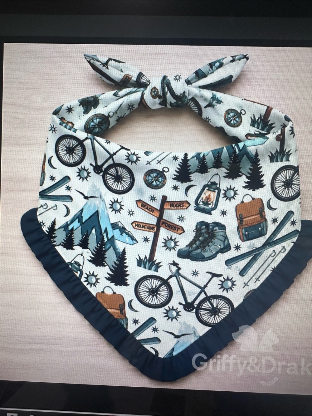 Pet Outdoor Adventure Bandana Bib in Blue Print